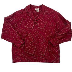 Vintage WILROY SPORT Red Bandana Western Button Up Shirt|Shacket Size 16